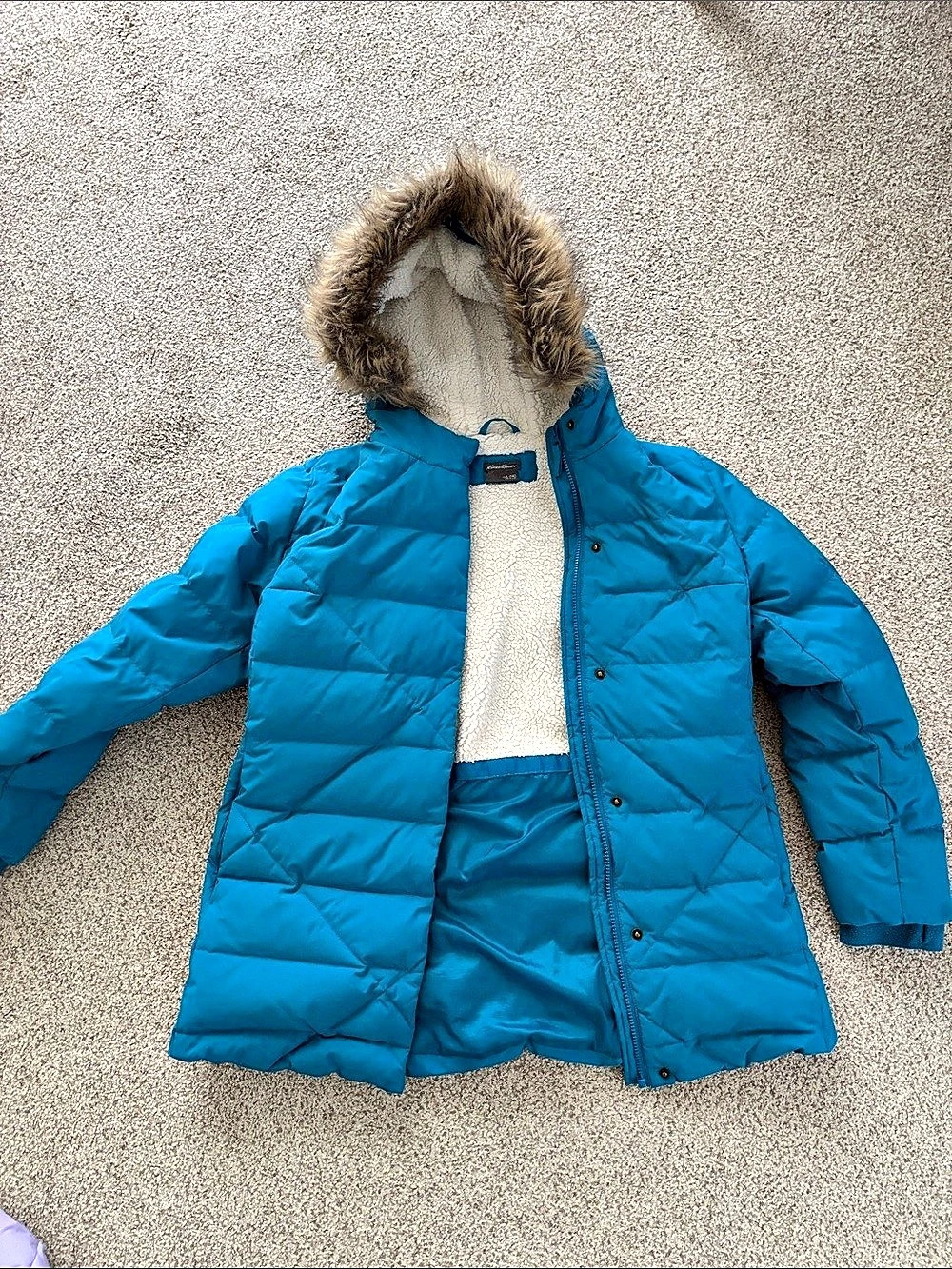 Eddie Bauer Women's Hooded Puffer Jacket Blue Large